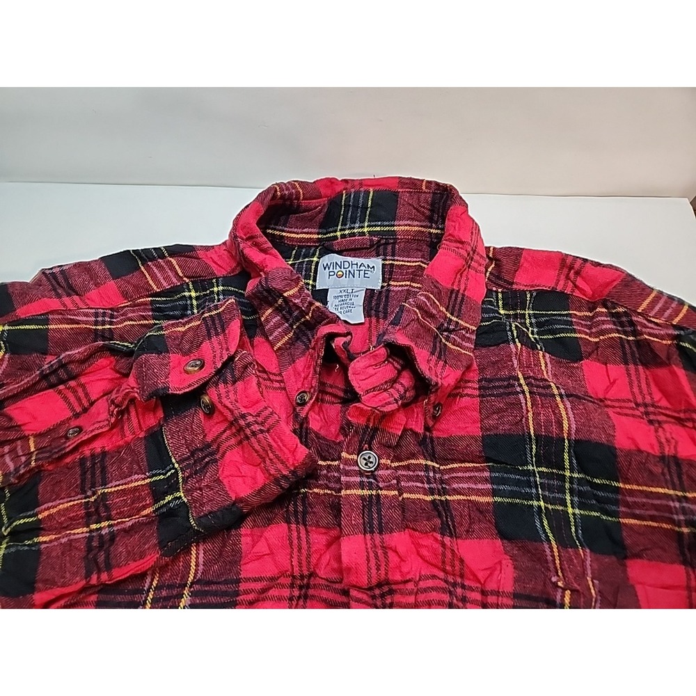Windham Pointe Mens Long Sleeve Plaid Flannel Button Up Shirt 2XL XXL‎